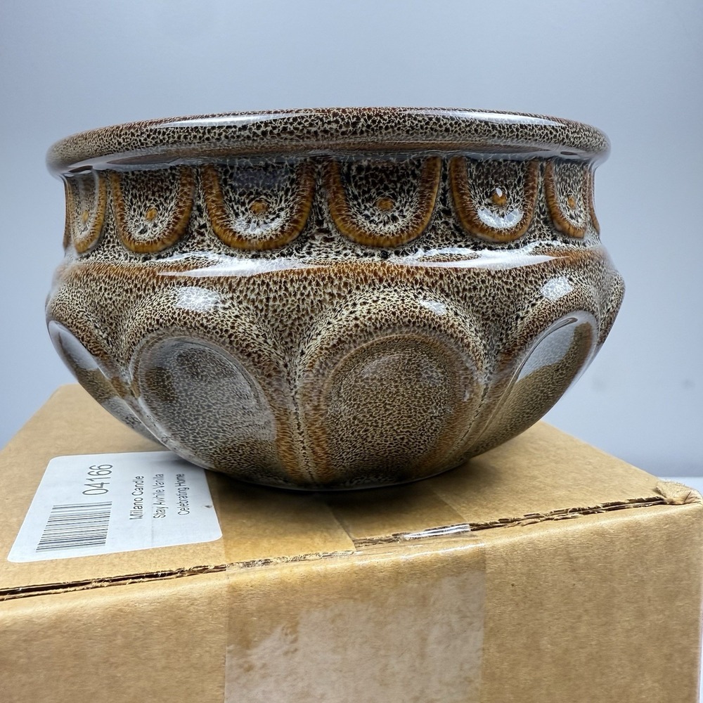 Celebrating Home Beige Pottery Glazed Ceramic Stay Awhile Vanilla Milano Candle